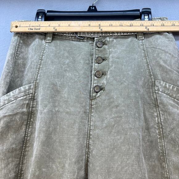 Free People Pants Women's Size 2 Tan Baggy Cargo Button Fly Slouchy Paper Bag - Picture 11 of 16